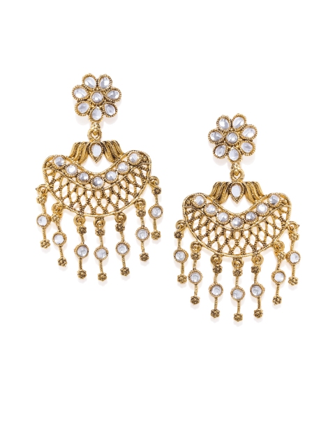 

Spargz Women Gold-Plated & White Kundan Classic Drop Earrings