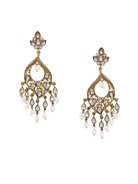 

Spargz Gold-Plated & White Kundan Classic Drop Earrings