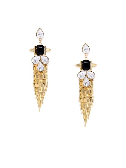 

Spargz Women Gold-Plated & White Contemporary Drop Earrings