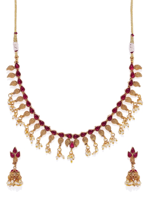 

Spargz Gold-Plated & Pink Stone Studded Jewellery Set