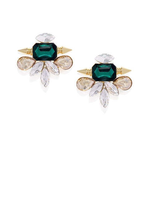 

Spargz Women Gold-Plated Green Contemporary Studs