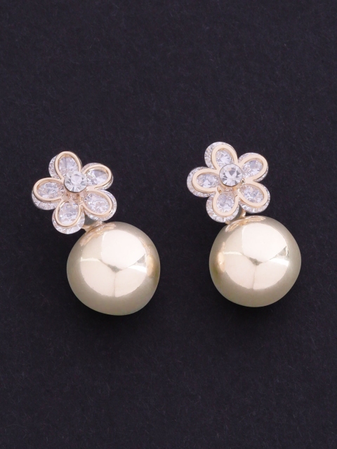 

Carlton London Gold-Plated CZ Studded Floral Drop Earrings