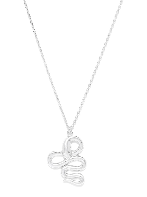 

Carlton London Silver-Toned Rhodium-Plated Snake-Shaped Necklace
