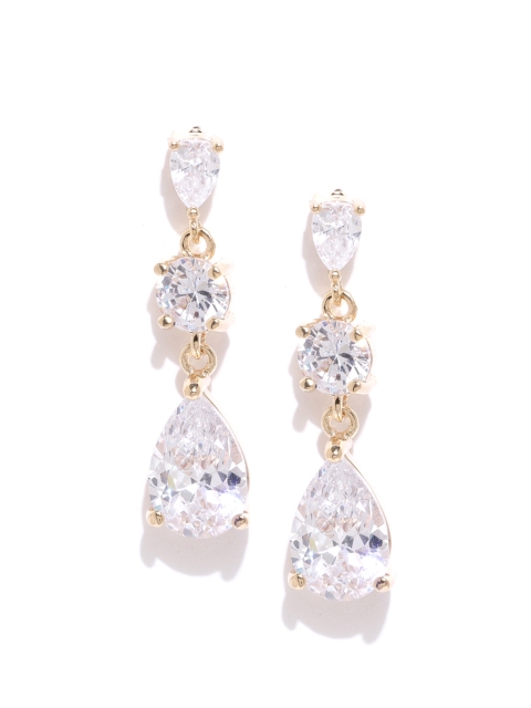 

Carlton London Gold-Plated CZ Studded Teardrop Shaped Drop Earrings