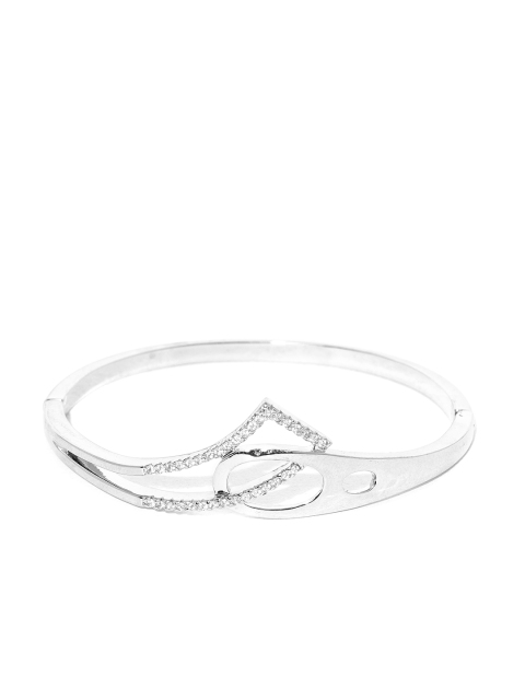 

Carlton London Rhodium-Plated CZ-Studded Bangle-Style Bracelet, Silver