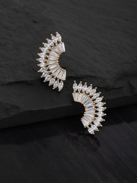 

Carlton London Gold-Plated CZ-Studded Contemporary Studs