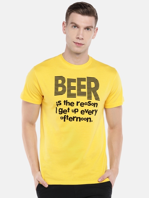 

Globus Men Yellow Printed Round Neck T-shirt