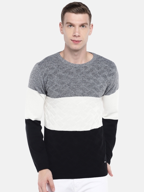 

Globus Men White & Grey Colourblocked Sweater