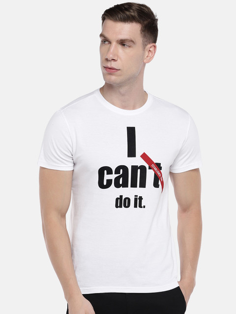 

Globus Men White Printed Round Neck T-shirt