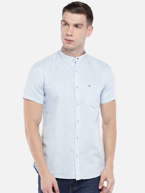 

Globus Men Blue Regular Fit Solid Linen Casual Shirt