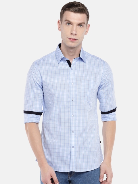 

Globus Men Blue Regular Fit Checked Casual Shirt