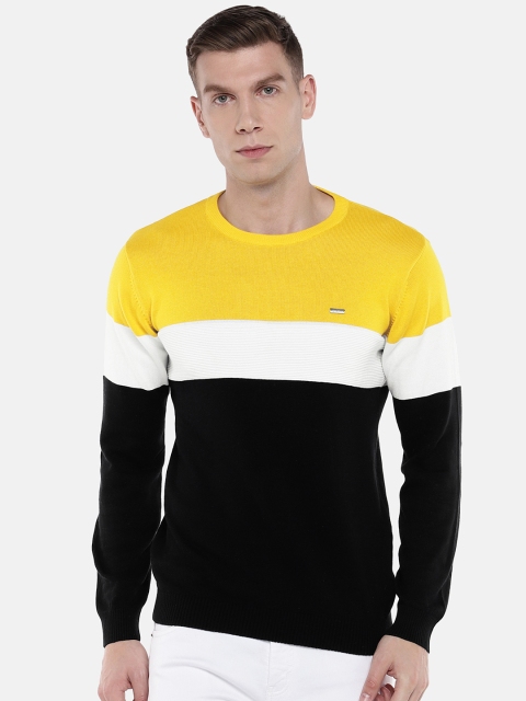 

Globus Men Black & Yellow Colourblocked Sweater