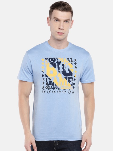 

Globus Men Blue Printed Round Neck T-shirt