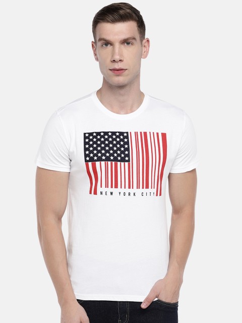 

Globus Men White Printed Round Neck T-shirt
