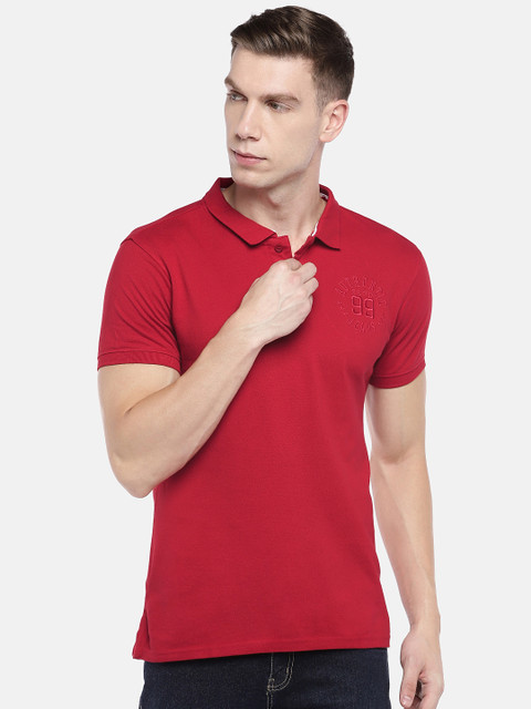 

Globus Men Red Solid Polo Collar T-shirt