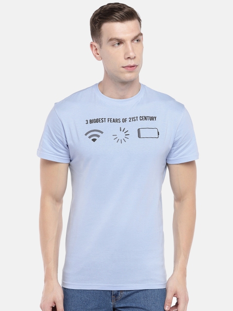 

Globus Men Blue Printed Round Neck T-shirt