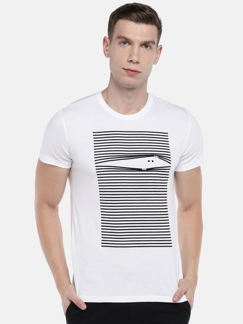 

Globus Men White Printed Round Neck T-shirt