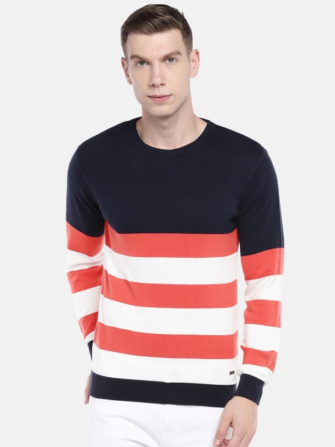

Globus Men Orange & White Striped Sweater