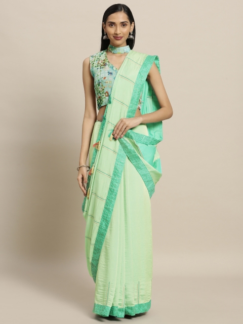 

Shaily Green Solid Pure Silk Saree