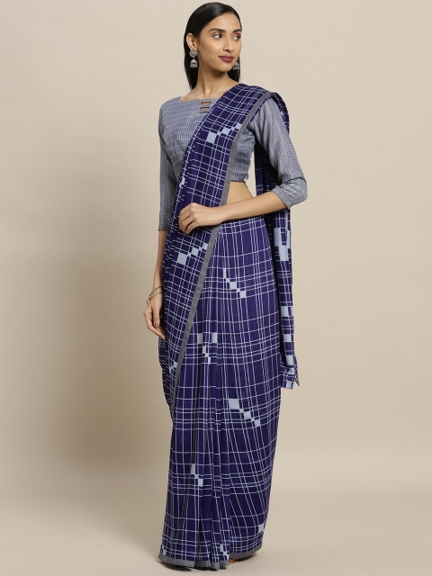 

Shaily Blue & Grey Silk Cotton Printed Saree