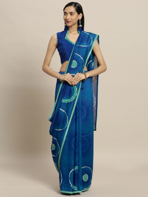 

Shaily Blue Printed Silk Cotton Saree