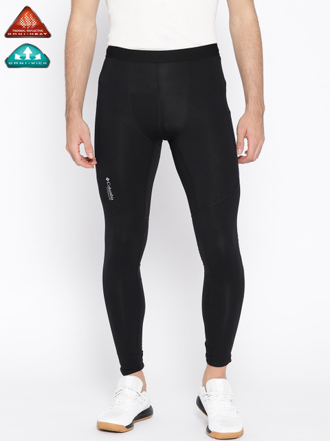 

Columbia Men Black Solid Omni-Heat 3D Knit Solid Tights