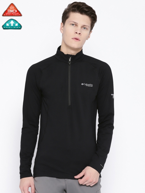 

Columbia Men Black Omni-Heat 3D Knit Half Zip Solid T-shirt