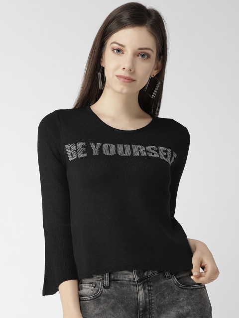 

Madame Women Black Self Design Sweater