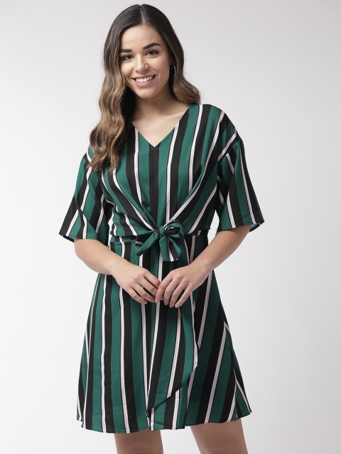 

Madame Women Green & Black Striped A-Line Dress