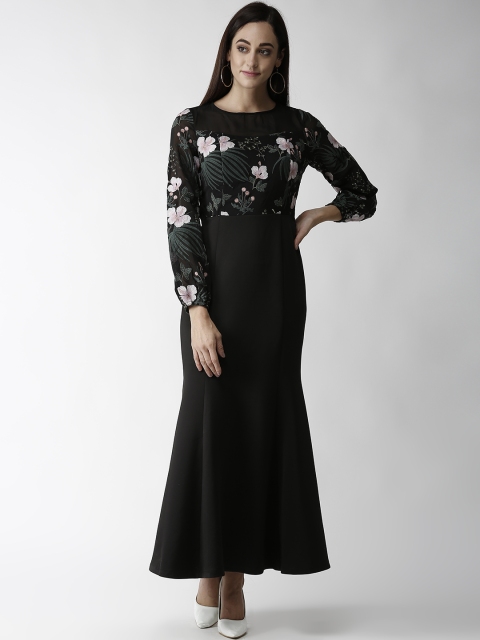 

Madame Women Black Embroidered Detail Maxi Dress