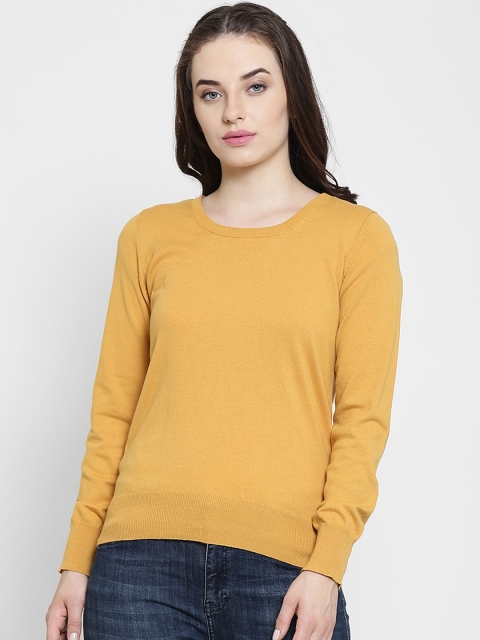 

Madame Women Mustard Yellow Solid Pullover