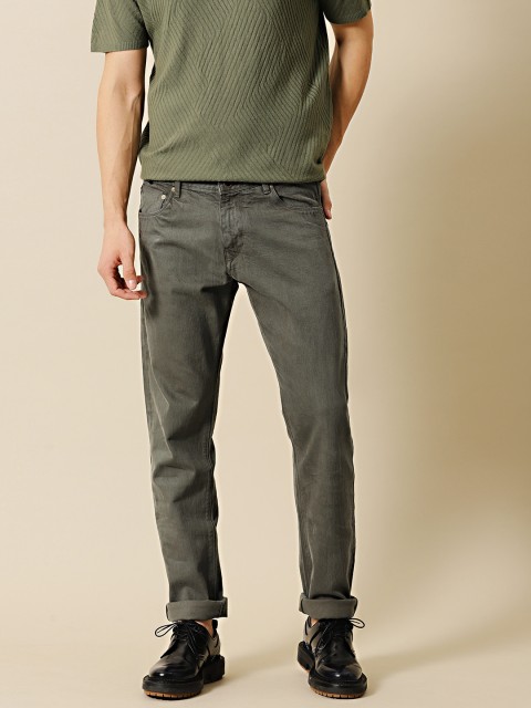 

Mr Bowerbird Men Olive Green Tailored Fit Mid-Rise Clean Look Jeans