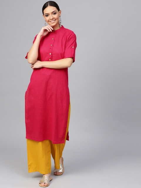 

Jaipur Kurti Women Magenta Solid Straight Kurta