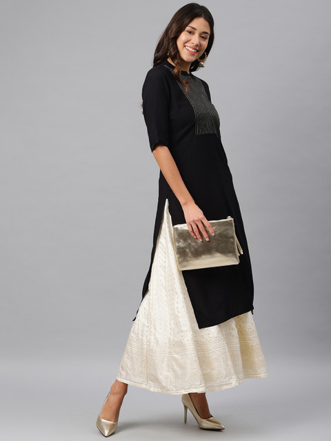 

Soch Women Black Yoke Design A-Line Kurta
