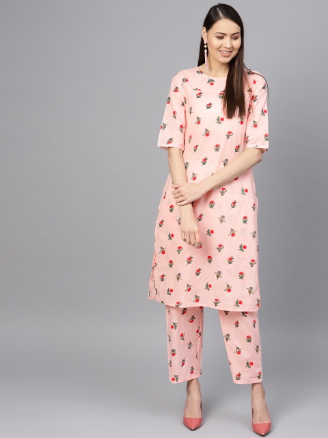 

Nayo Women Peach-Coloured & Red Printed Kurta with Palazzos