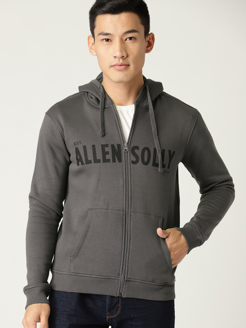 

Allen Solly Sport Men Charcoal Grey Solid Hooded Sweatshirt
