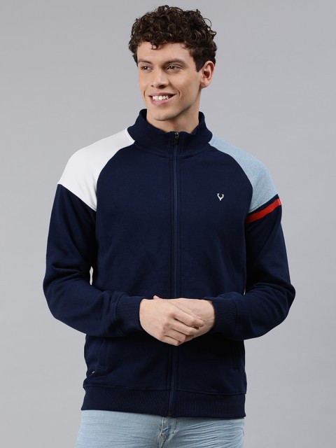 

Allen Solly Men Navy Blue Solid Raglan Sleeved Sweatshirt