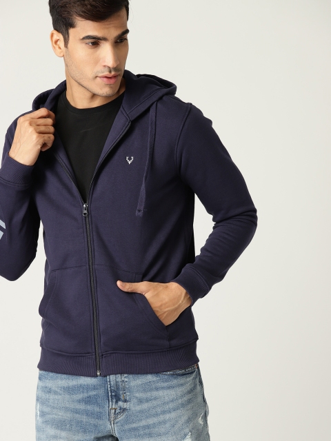 

Allen Solly Men Navy Blue Solid Hooded Sweatshirt