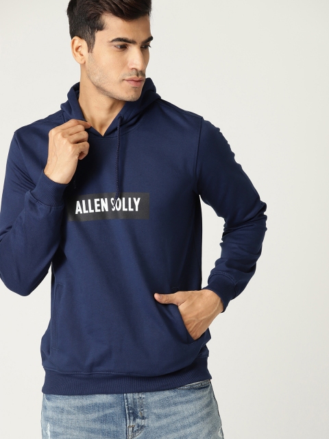 

Allen Solly Men Navy Blue Printed Hooded Sweatshirt