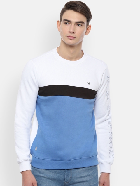 

Allen Solly Sport Men White & Blue Colourblocked Sweatshirt