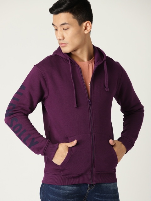 

Allen Solly Men Aubergine Solid Hooded Sweatshirt, Purple