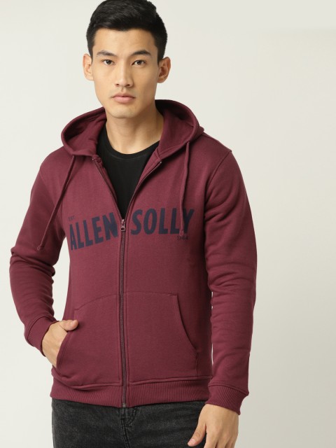 

Allen Solly Sport Men Burgundy Solid Hooded Sweatshirt