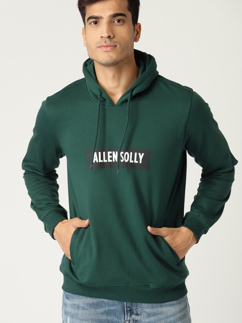 

Allen Solly Men Green Printed Hooded Sweatshirt