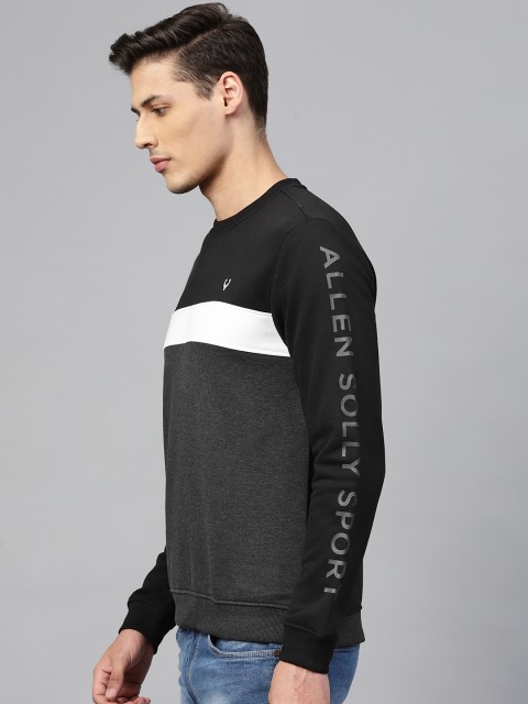 

Allen Solly Sport Men Charcoal Grey & Black Colourblocked Sweatshirt