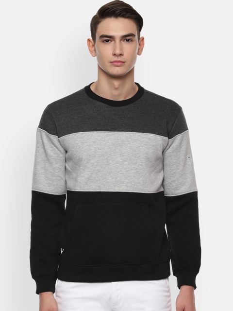 

Allen Solly Sport Men Grey & Black Colourblocked Sweatshirt