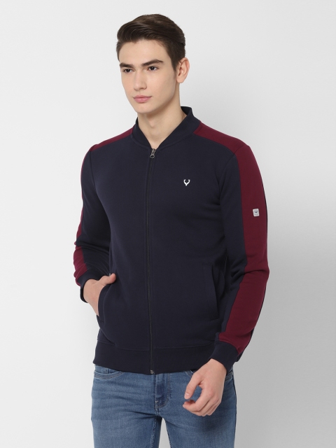 

Allen Solly Sport Men Navy Blue & Maroon Solid Sweatshirt