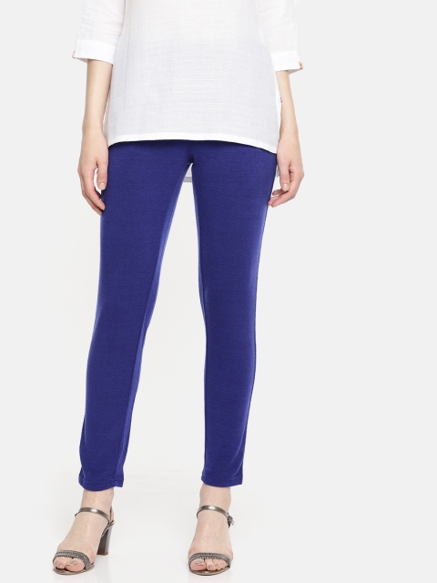 

Global Desi Blue Solid Leggings