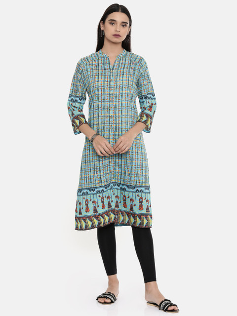 

Global Desi Blue Printed Tunic