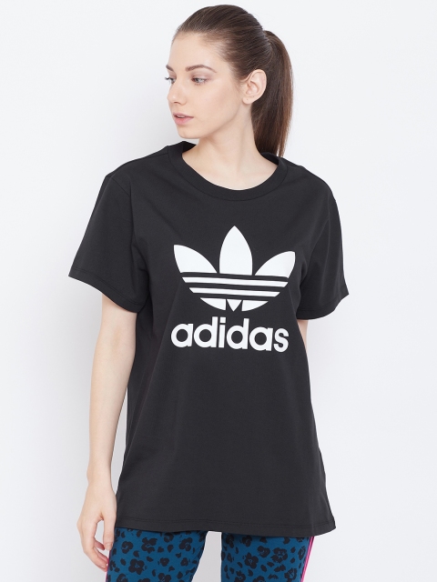 

ADIDAS Originals Women Black & White Printed Boyfriend T-shirt