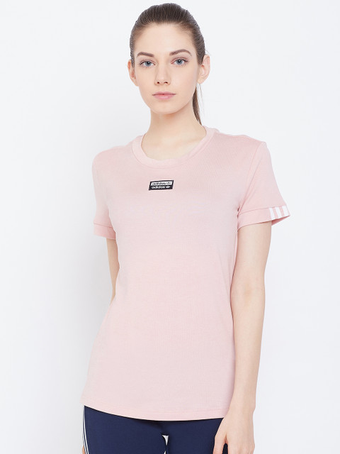 

ADIDAS Originals Women Peach-Coloured Solid T-shirt